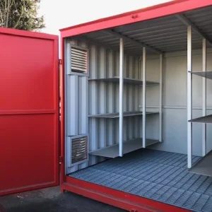 Adjustable, Heavy Duty Three Tier Racking for Rear of Container